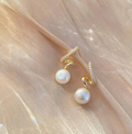 Rhinestone Twisted Pearl Earrings