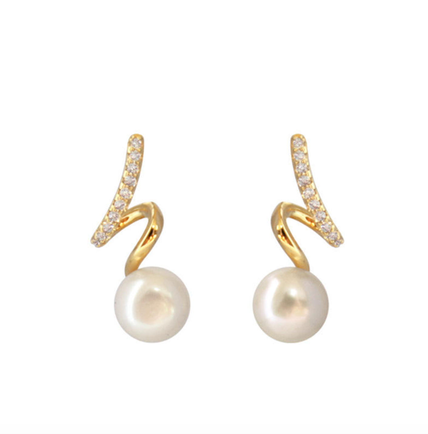 Rhinestone Twisted Pearl Earrings